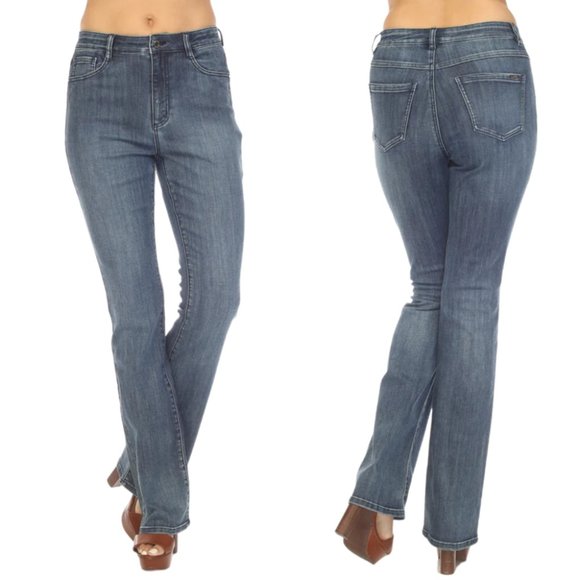 Joseph Ribkoff Denim Medium Blue High-Rise Bootcut Jeans SZ 8/29 NEW! - Picture 1 of 16